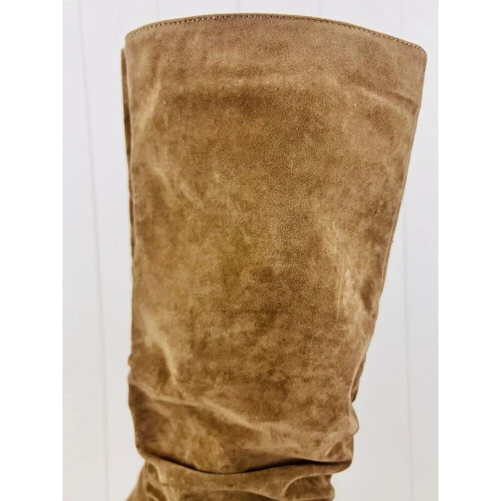 Universal Thread Lainee Tan Taupe Faux Suede Scrunchy Tall Riding Boots Size 8